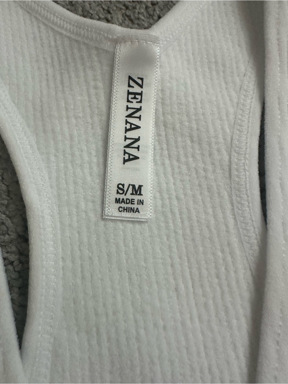 Zenana White Ribbed V‑Neck Crop Tank Racerback - Picture 2 of 4